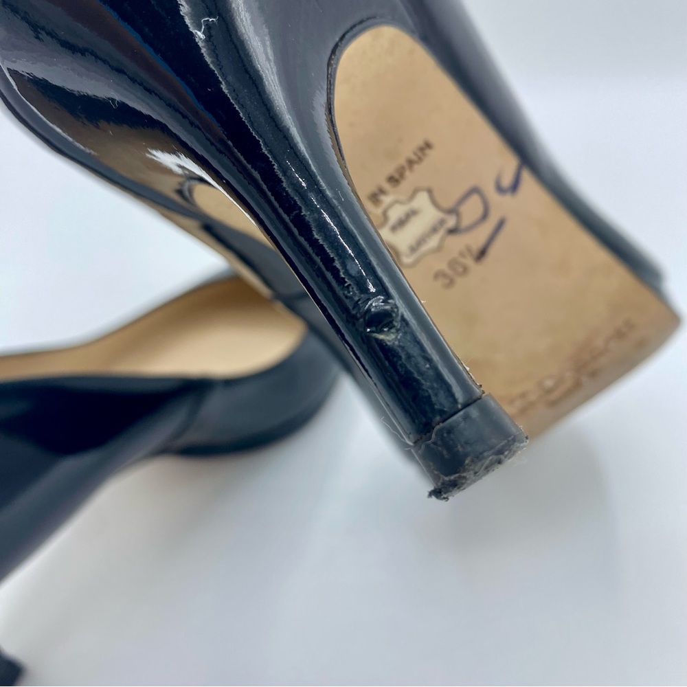 L.K. Bennett Black Patent Leather Platform Pump Court Shoe Size 36.5 / US 5.5 - Picture 9 of 16